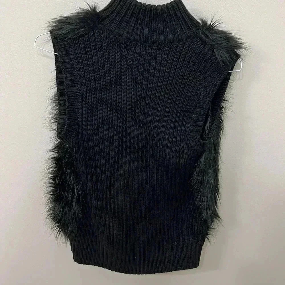 Willi Smith Black Faux Fur Vest - Picture 2 of 4